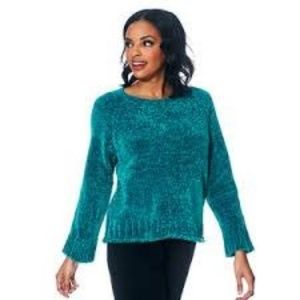 Wide Sleeve Cropped Chenille Sweater NEW